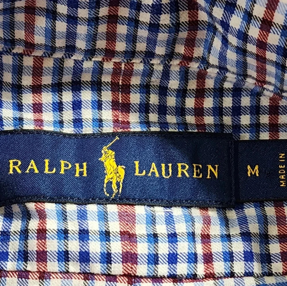 Ralph Lauren Shirt Men's Medium Red White Blue Button Down Long Sleeve - Picture 7 of 9